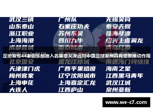 足协发布44家俱乐部准入名单意义深远对中国足球发展具有重要推动作用 足协发布44家俱乐部准入名单意义深远对中国足球发展具有重要推动作用